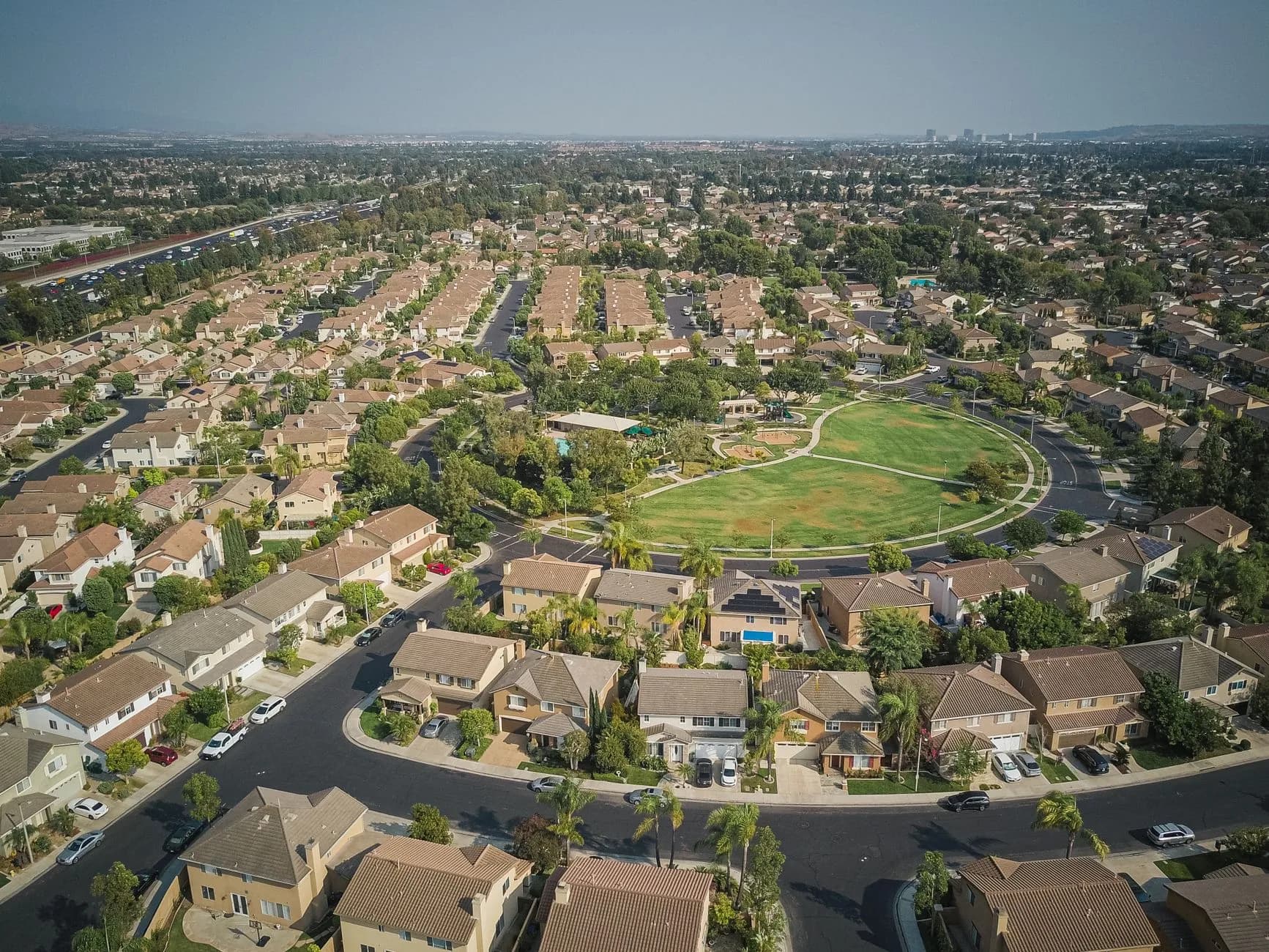 Aerial view of a residential development