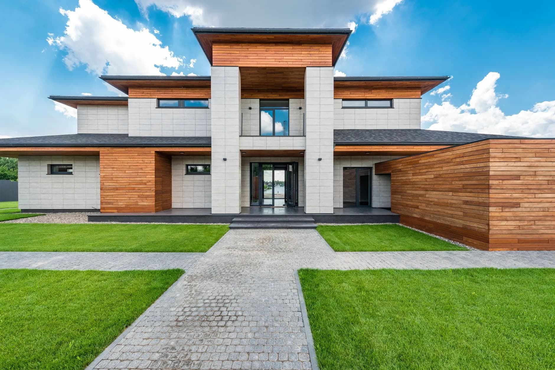 Contemporary villa against a clear sky
